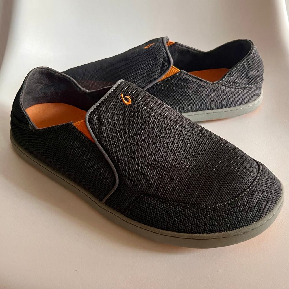 OluKai Nohea Mesh Men's 13 Gray Orange Slip On Shoes Drop In Heel 10188-4242
